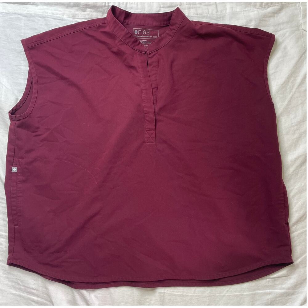 Figs Rafaela Oversized Scrub Top Burgundy Red XXL PO 1618